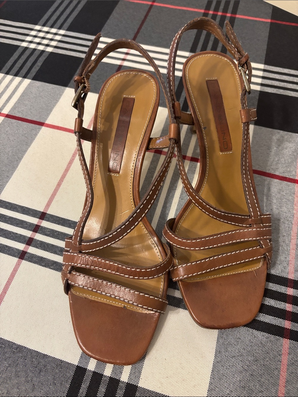 Bandolino Brown Leather Strappy Slingback Heels